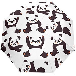 Panda Leuke Baby Witte Paraplu Winddicht Automatische Opvouwbare Paraplu Auto Open Sluiten voor Mannen Vrouwen Kids, Patroon, 88 cm