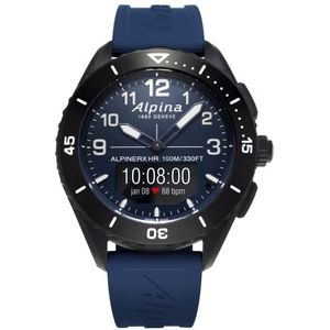 Alpina Heren analoog digitaal kwartshorloge met rubberen armband AL-284LNN5AQ6, blauw, Riemen.