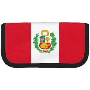 gopoo Vlag van Peru Leuke Canvas Potlood Pouch - Georganiseerde Opslag voor Reizen & Dagelijks Gebruik Etui, Make-up Pouch