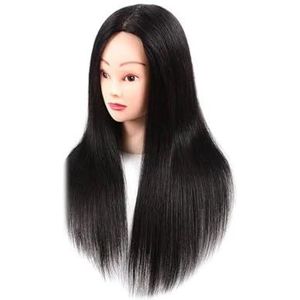 Echt haar oefenhaar kan geverfd worden met hete verf, modelhoofd, poppenhoofd, 18 inch lang, oefenhoofd, natuurlijk(Beige)