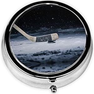 Hockeystok om de Pillendoosje Decoratieve Doos van de Pillendoos, Twee Compartiment Pillendoos