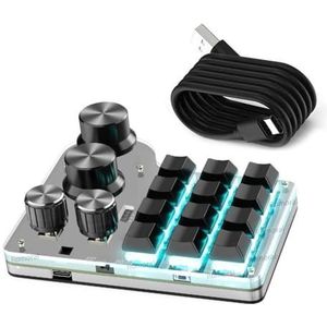 QPSJXN RGB Macro Programmering Keypad PS Knop HOTSWAP Kopiëren Paste Toetsenbord voor Tabletten(K12-4 Black BT RGB)