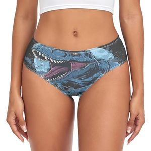 sawoinoa Schattige babyblauwe dinosaurus-onderbroek dames stretch ondergoed vrouwen slips hipster zacht slipje sexy ademende bikini, Pop Mode, XXL