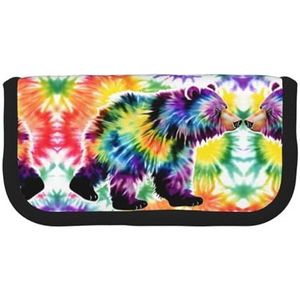 gopoo Bear Dancing Tie Dye Leuke Canvas Potlood Pouch - Georganiseerde Opslag voor Reizen & Dagelijks Gebruik Etui, Make-up Pouch