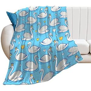 Mooie zwaan zachte fleece deken voor bed sofa gezellige decoratieve dekens winter 100 x 127 cm