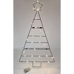 Metalen kerstboom om op te hangen, 83 cm, verlicht met 30 leds, wanddecoratie om op te hangen voor siersieraden, decoratieve dennen, boom, hangdecoratie, wandgordijn, Kerstmis, advent