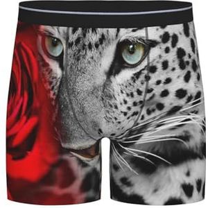 GRatka Boxer slips, heren onderbroek boxer shorts been boxer slips grappig nieuwigheid ondergoed, luipaard rode roos, zoals afgebeeld, XXL
