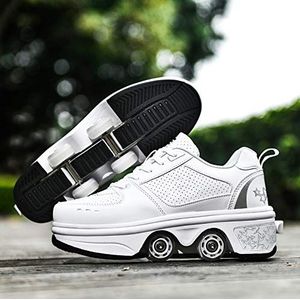 Rolschaatsen Dames Quad Rolschaatsen Kinderen Schoenen Met Wielen Voor Meisjes Unisex Schoenen Met Wiel Kick Roller Schoenen Volwassenen,Silver-EU39/UK5.5