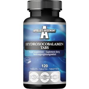 Hydroxocobalamine 100 µg per portie - Vitamine B12-120 plantaardige tabletten - 480 porties - ondersteunt het zenuwstelsel en vermindert vermoeidheid - voedingssupplement van Apollo's Hegemony