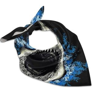 Evil Shark Tanden Vierkante Bandana Mode Satijn Wrap Neck Sjaals Comfortabele Hoofd Sjaal voor Vrouwen Haar 45,7 cm x 45,7 cm