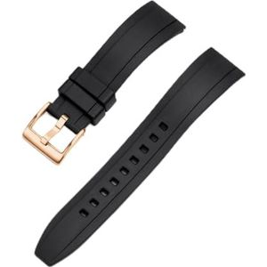 Jeniko Quick Release Fluororubber Horlogeband 20mm 22mm 24mm Waterdicht Stofdicht FKM Horlogebanden For Heren Duikhorloges(Color:Black gold,Size:22mm)