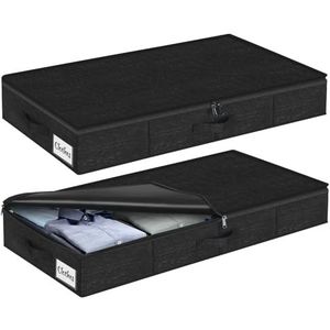edihome, opbergbakken, (X stuks), kledingopbergzakken, garderobe-organiser, met versterkte handgrepen, heavy duty stoffen zakken met transparant venster (Donkergrijs, Pak van 2 edihome, opbergbakken, (X stuks), kledingopbergzakken, garderobe-organiser, met versterkte handgrepen, heavy duty stoffen zakken met transparant venster (Donkergrijs, Pak van 2
