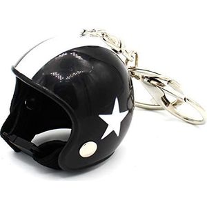 VmG-Store Motorhelm Retro sleutelhanger met functionele sluiting (zwart)