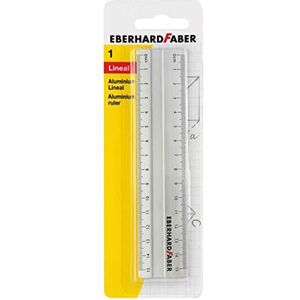 Eberhard Faber 570008 - Aluminium liniaal, ca. 15 cm lang, met millimeter- en centimeterschaalverdeling, anti-slip, voor school, kantoor en vrije tijd