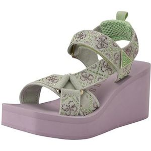 GUESS Dawsin sandaal voor dames, Lichtgroen Paars Strass Logo 330, 35 EU