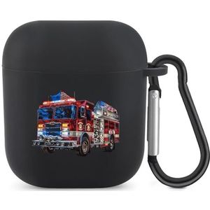 Brandweerman Amerikaanse Vlag Brandweerman Leuke Case voor AirPods 2&1 Schokbestendige Beschermende Hoofdtelefoon Gevallen Cover Met Sleutelhanger voor Mannen Vrouwen