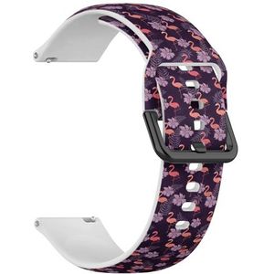 Compatibel met Garmin Forerunner 245/245 Music / 645/645 Music / 55, (Flamingo Bird Seasonal) 20 mm zachte siliconen sportband armband armband