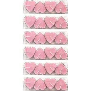 pajoma® Hart theelichtjes 24 stuks, Valentijnsdag kaars - roze in polycarbonaat hoes, brandduur ca. 3 uur - H 2,5 cm Ø 4,5 cm | Theelichtjes voor Moederdag, jubileum & verjaardagsdecoraties