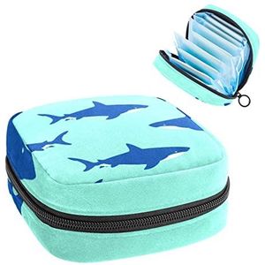 Opbergtas voor maandverband Pads, Menstruatie Cup Pouch, Periode Bag Organizer voor vrouwelijke Pads Tampons, Shark