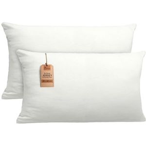 NatureMark 2-pack jersey kussensloop kussenslopen zijslaper nekkussen vele maten en kleuren OEKO-TEX (40 x 80 cm, natuur/crème)