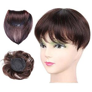 Human Hair Toppers met pony voor vrouwen - 4.7 ""x 4.7"" Clip in Toppers voor dunner wordend haar door Yair Yangtze (Chestnut)