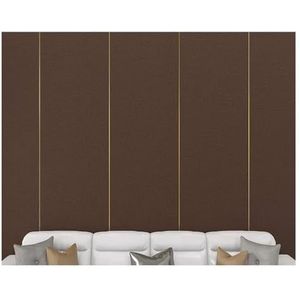 Peel & Stick behang, linnen stof, zelfklevend, verwijderbaar wandpaneel, decoratieve voering, geluidsisolatie, zacht kussen voor tv-muur, slaapkamer, kantoor (bruin, 65 x 280 cm-5 rol)