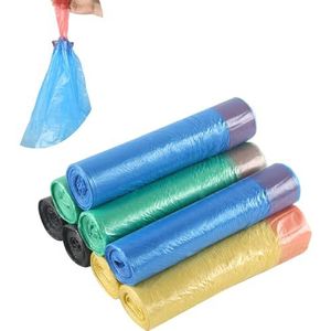 Rshuhx Afvalzakken met draaggreep, vuilniszakken, 120 stuks (8 / rol), zwart, groen, blauw, geel (voor kantoor, keuken, woonkamer, slaapkamer, huishouden, badkamer, 10 liter)