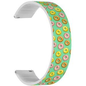 RYANUKA Solo Loop Strap Compatibel met Amazfit Bip 3, Bip 3 Pro, Bip U Pro, Bip, Bip Lite, Bip S, Bip S lite, Bip U (geelroze donuts) Quick-Release 20 mm rekbare siliconen band band accessoire,