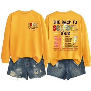 MLZHAN ABCD The Back To School Tour in Front Print Dames Sweatshirt The Back To School Tour Bruh We Back The Back The Back Print Shirt (Geel, XL), Geel, XL