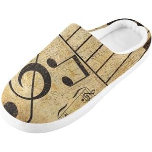 YOUJUNER Pantoffels van traagschuim voor dames, vintage muzieknoot, piano, huispantoffels, zacht, warm, gezellig, instappers, huisschoenen, pantoffels voor dames en heren, Meerkleurig, 5/6 UK Men/ 6/7