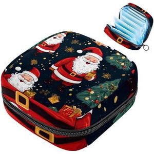 MUOOUM Merry Christmas Santa Claus maandverband opbergtas menstruatie pad tas draagbare menstruatie cup zakje met rits voor tiener meisjes vrouwen dames