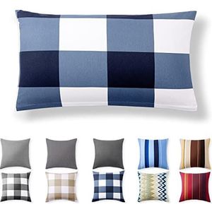 Alreya - Renforcé - Kussenhoes - Blauw Geruit - 40 x 80 cm - 100% Katoen