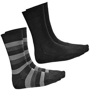 VITSOCKS 80% Merino Wol Sokken Heren Warm Dun Zacht Ademend (2 PAAR) Wollen Wintersokken, zwart-grijs, 39-41