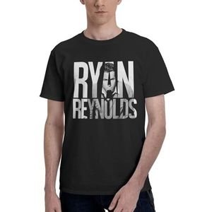 Ryan Reynolds Logo T-shirt Heren Zomer Adem Ronde Hals Tee Casual Korte Mouw Kleding, Zwart, S