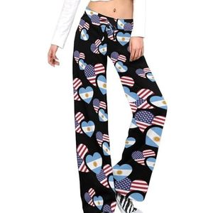 Argentinië Amerikaanse vlag vrouwen broek casual broek elastische taille lounge broek lange yoga broek rechte been