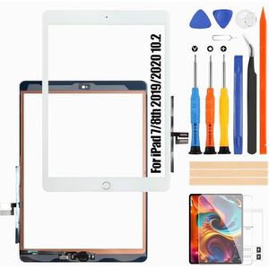 Reparo Vervanging van het beeldscherm voor iPad 7e / 8e 2019/2020 - voor iPad 8th 10.2 2020 A2428 A2429 A2270 touchscreen digitizer touch met home-knop + gereedschapset (wit)