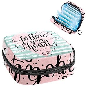 Periode Pouch Draagbare Tampon Opbergtas,Tampon Houder voor Portemonnee Vrouwelijke Product Organizer,Volg je hart Liefde met Streep, Meerkleurig, 4.7x6.6x6.6 in/12x17x17 cm