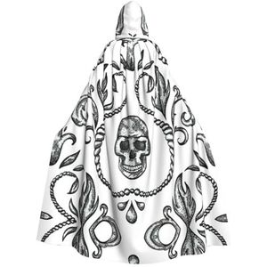 WURTON Skull Print Hooded Mantel Unisex Volwassen Mantel Halloween Kerst Hooded Cape Voor Vrouwen Mannen