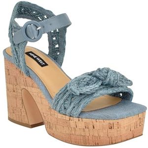 NINE WEST Comiele sandaal met hak voor dames, Blauw 420, 40 EU