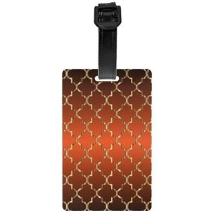 Gouden Quatrefoil op verbrand oranje, bagagelabels PVC naamplaatje reiskoffer Identifier ID-tags duurzaam bagagelabel
