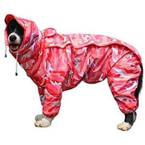 Patchwork regenjas voor honden, hondenregenjas, waterdichte 4-potige regenjas, huisdier, regenjas, hond met afneembare capuchon voor kleine, middelgrote en grote honden (26#, camouflage roze)