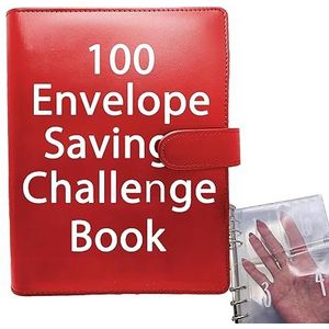 100 enveloppe-challenge-mappen, geldmap met envelop, budgetmap met geldenveloppen, geldbesparende envelop voor thuis, school (rood)