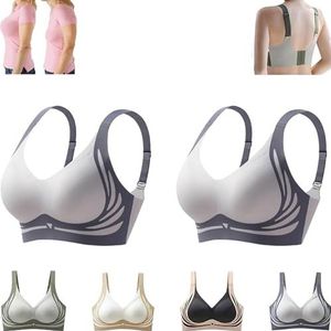 Libiyi BH for oudere vrouwen, Super Gather BH, draadloze push-up BH, anti-verzakking BH, ontworpen door een 60-jarige grootmoeder(Blue,XXL)