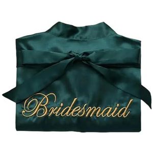 MdybF Badjas Bruid Bruidsmeisje Bruiloft Gewaad Borduurwerk Kimono Badjas Jurk Nachtjapon Casual Satijn Korte Vrouwen Nachtkleding Nachtkleding Nachtkleding, Bruidsmeisje Groen, XL