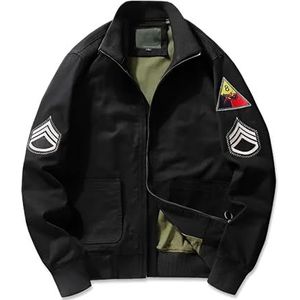 Militaire Air Force Flight Jacket voor heren, lente, herfst, veelkleurig, katoen, lichtgewicht jas, Zwart, M