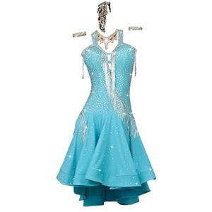 Yhwacyznm Dames Latijns Amerikaanse wedstrijdjurken Hoogwaardige professionele balzaalkleding Salsa dansrok Danskleding voor samba rumba Glanzende strass tango outfit,A,L