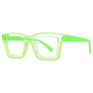 Halloween-cadeau Modieuze montuur, Unisex acetaat vierkante brilmonturen veelkleurig met lenzen(Green)