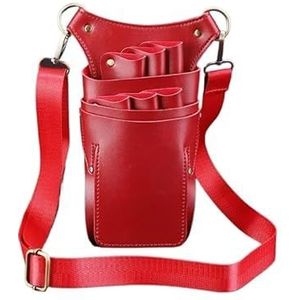 Kapperstas gereedschapstas 6 zakken haar schaar leer geval taille riem kapperpakket salon holster zak kapper kit gereedschap tas (rood)