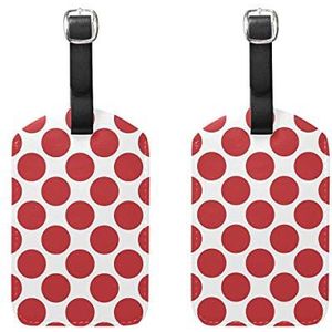 Bagage Labels,Rode Polka Dots Print Bagage Bag Tags Travel Tags Koffer Accessoires 2 Stuks Set