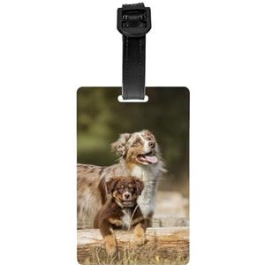 Australische herdershonden Aussie bruine honden, bagagelabels PVC naamplaatje reiskoffer Identifier ID-tags duurzaam bagagelabel